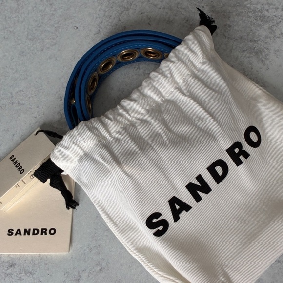 Sandro Paris Blue Leather Grommet Belt Gold Hardware T1 Small main image 11